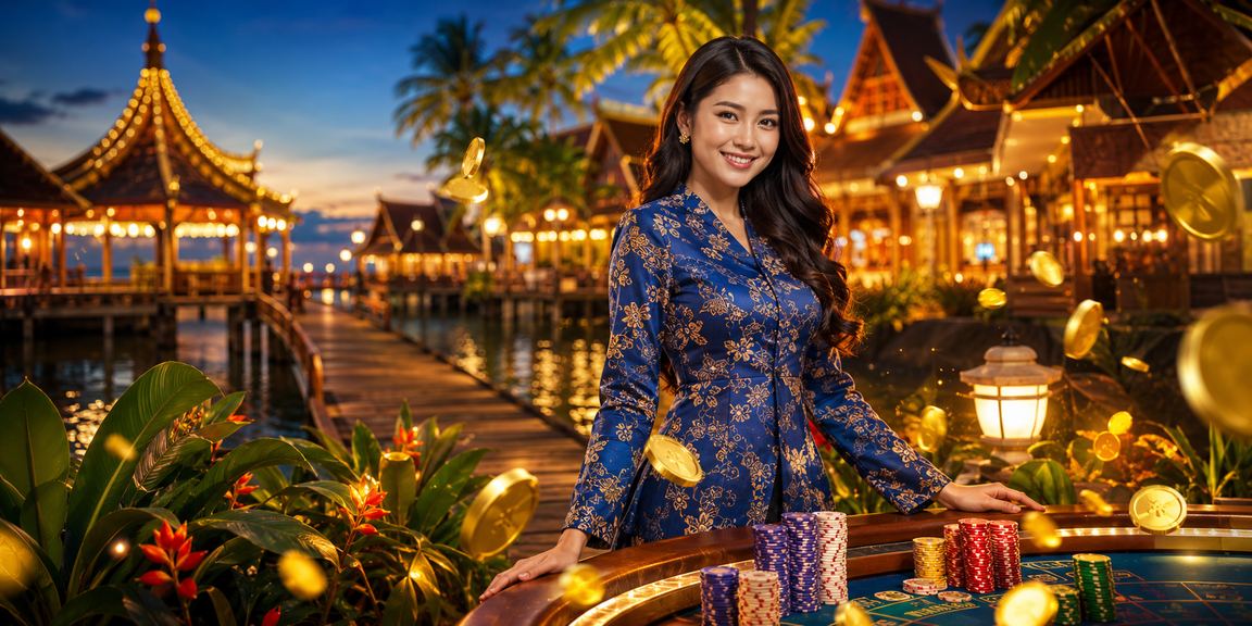 Pemain wanita Sarawak berpakaian baju kurung menikmati permainan kasino hiburan di platform 75200